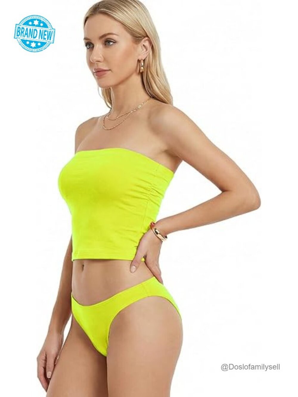 Tube Top with Built-in Bra, Double Layered Strapless Bandeau, Y2K Side Ruched